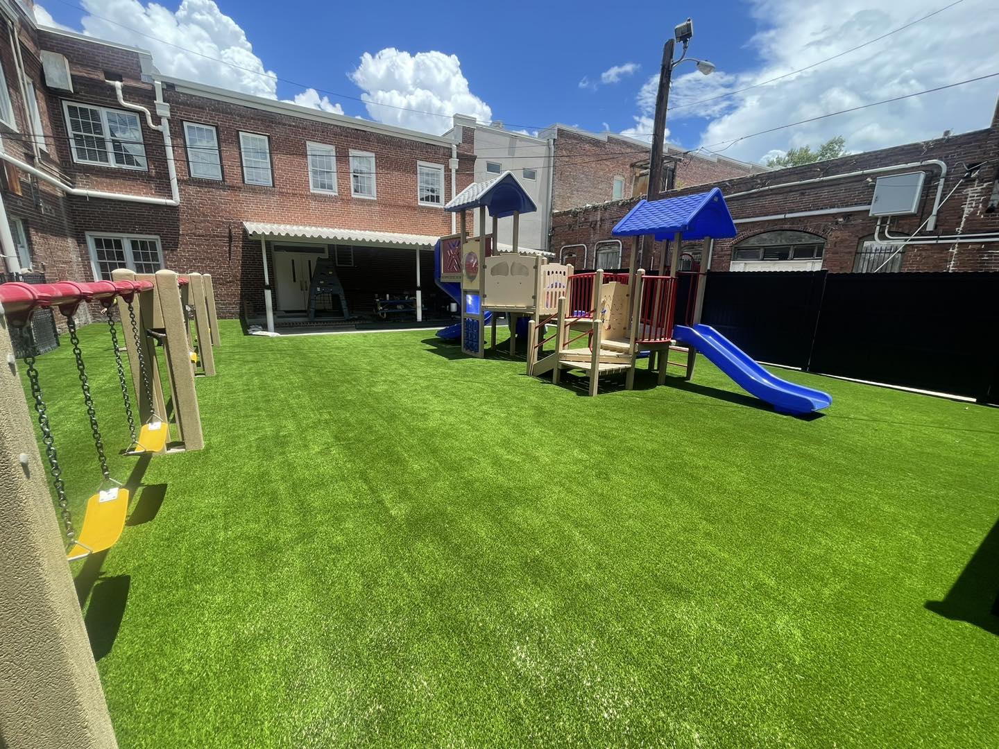 Commercial synthetic turf installation