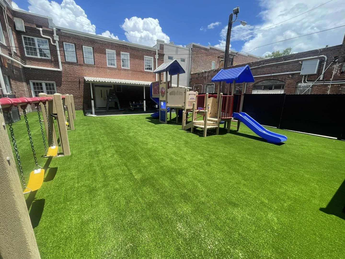 Commercial synthetic turf installation