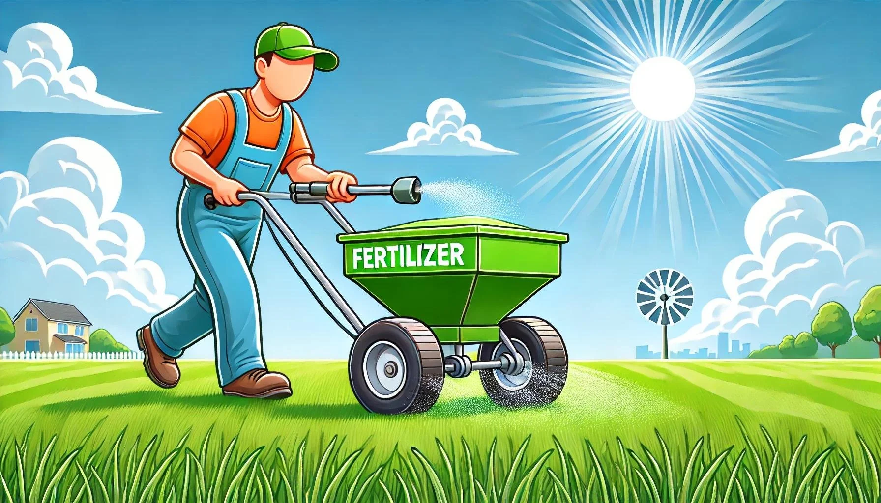 Applying fertilizer to a lawn