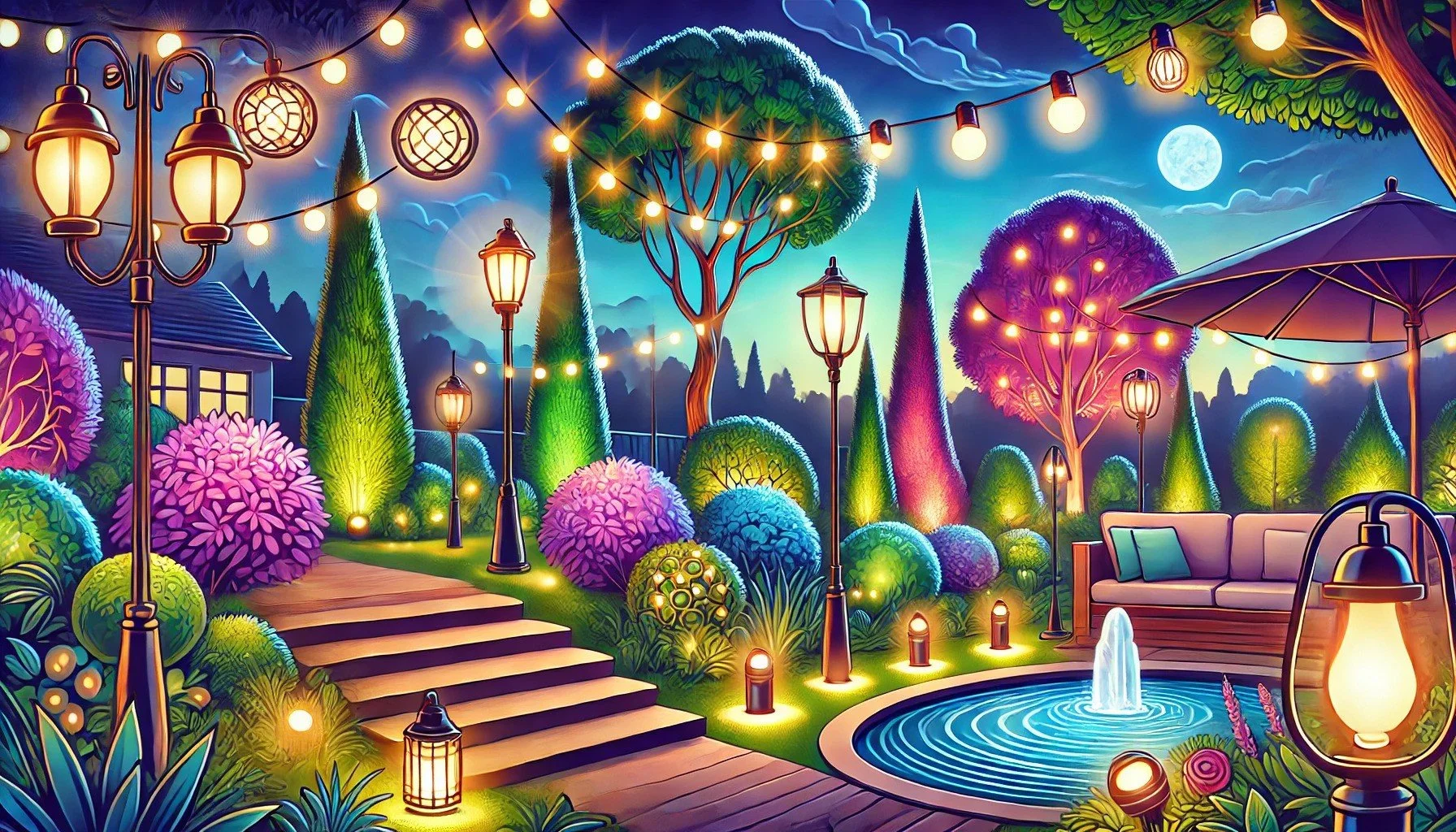 Outdoor lighting projects for backyard